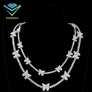 Collier tendance papillon, chaîne tennis, diamant moissanite VVS, passe le testeur de diamants, certificat GRA, argent sterling 925, unisexe - Product Image 1