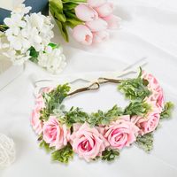 Collier de fleurs artificielles roses fait main, couronne florale réglable, accessoire photo de mariage pour petits et moyens chiens et chats