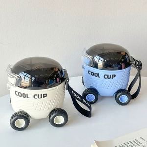 1 pièce Bouteille d'eau portable mignonne de 550 ml avec poignée et paille, en forme de char de Mars pour enfants, pour l'extérieur - Product Image 2