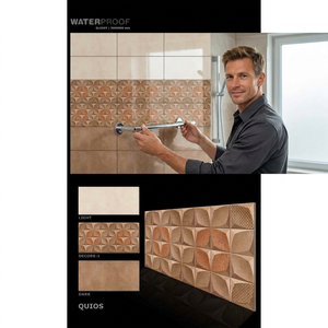 High Gloss Surface Glazed Ceramic Wall Tile Brown Quis Design 300x600mm Non-Slip Acid-Resistant for Bathroom and Kitchen - Product Image 1