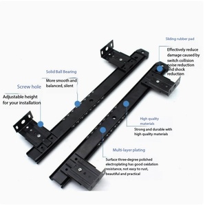 Riel Deslizante para Teclado con Rodamientos de Bolas (350 mm), Capacidad de Carga, Acero Laminado en Frío, con Posición de Bloqueo y Soporte de Montaje - Product Image 3