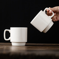 Mug en céramique au design minimaliste moderne, tasse empilable en porcelaine blanche Dehua, 330 ml, mug à café, tasse à thé, tasse à boisson