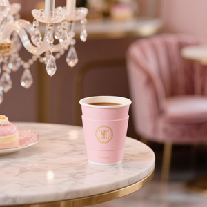 Customized 90 Caliber Double Wall Food Grade Kraft <strong>Paper</strong> <strong>Cups</strong> 8-12oz <strong>Pink</strong> with Printed Logo &amp; Eco-Friendly Hot Stamping Lids - Product Image 5