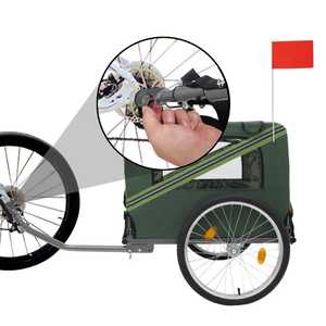 साइकिल ट्रेलर फोल्डेबल पालतू स्टलर 20 इंच पहियों 2 दरवाजे परावर्तक धातु फ्रेम 40 किलोग्राम भार बड़े पालतू साइकिल ट्रेलर - Product Image 2