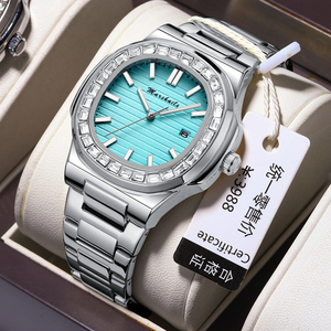 นาฬิกาควอตซ์ของผู้ชายลายเหรียญโบราณแฟชั่นสุดหรูกันน้ำสายหนังเรืองแสงกีฬาหน้าปัดทรงกลมแสดงวันที่ - Product Image 1