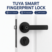 Cerradura Inteligente Tuya con Huella Dactilar para Puerta, Entrada sin Llave con APP, Contraseña, Tarjeta y Llave para Puerta de Madera, Dormitorio, Oficina, Apartamento