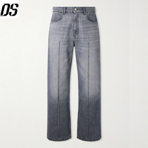 Jeans en denim <span class=keywords><strong>gris</strong></span> bicolore à coutures avant pour hommes – <span class=keywords><strong>Coupe</strong></span> <span class=keywords><strong>droite</strong></span> – Qualité supérieure – Vente en gros - Product Image 1