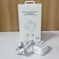 Adaptateur secteur 40W dynamique 60W max, câble tressé USB-C vers USB-C 60W, chargeur USB-C PD 40W pour iPhone, adaptateur USB-C UE US UK