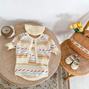 Engepapa Autumn Infant Kleidung Anzug Baumwolle Mädchen Strick Cardigan Mantel Stram pler 2 Stück Set Mode Baby Jacken - Product Image 1
