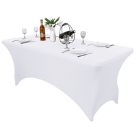 Housse de table rectangulaire ajustée en polyester/spandex tissé moderne 140 g/m² personnalisable, résistante à l'huile, pour mariage, fête, patio, événement, extensible, 6 pieds