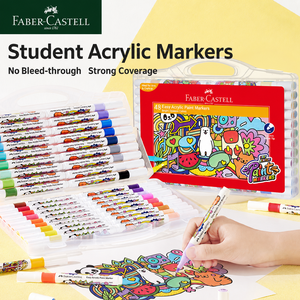 Marqueur pour étudiants <span class=keywords><strong>FABER</strong></span> <span class=keywords><strong>CASTELL</strong></span>, marqueur acrylique, 36 couleurs, 48 couleurs, art pour étudiants, couleur opaque, peinture empilable - Product Image 2