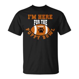 Estoy aquí por el Puppy Bowl, camiseta con estampado de huellas de perro en el fútbol americano - Product Image 1
