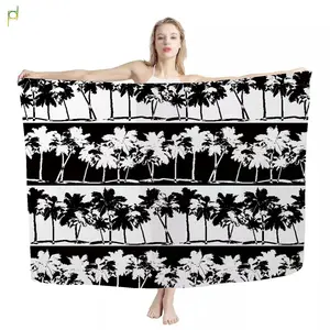 Custom MOQ 1 Wholesale Hawaiian Logo Sarongs Beachwear Floral Print Women Beach Bikini Wrap