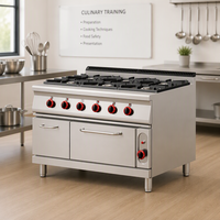 Cuisinière professionnelle en acier inoxydable à 6 brûleurs, cuisinière à gaz de luxe pour restaurant, avec four et armoire, équipement de cuisine
