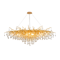 Lustre en cristal PM Luxury en aluminium, design nordique, pour salon, salle à manger, décoration de table, lampe suspendue, gouttelettes de verre