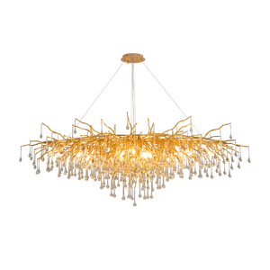 Lámpara de Araña de Cristal con Ramas de Aluminio de Lujo PM, Diseño Nórdico, Decoración para Sala de Estar, Comedor, Lámpara Colgante, Luz de Gotas de Cristal - Product Image 6