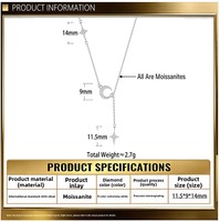 Collier en argent 925 avec moissanite pour femme, pendentif étoile et lune en argent sterling 925, chaîne de clavicule, vente en gros