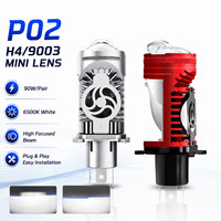 Ampoule de phare LED H4 avec mini projecteur bi-LED, 90W haute puissance, 10000LM, 6500K, 12V, CNC