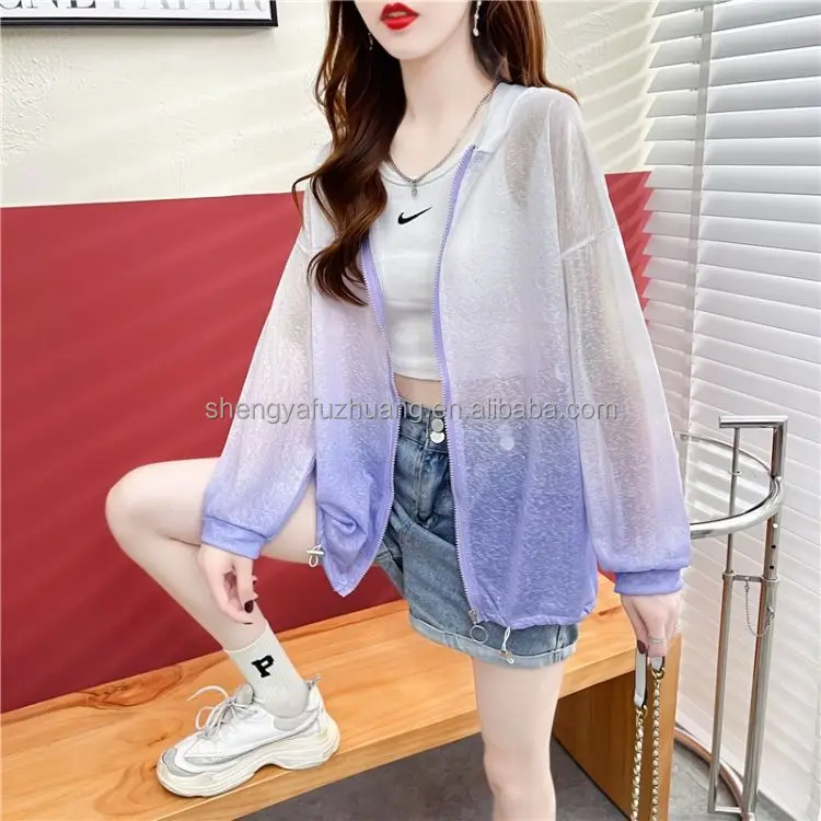 Ice silk sunscreen women's summer thin 2022 new oversized outdoor breathable hooded anti cough suit
