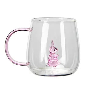 Manufacturer Easter Bunny rabbit cups gift for Easter Day creative glass cups unique gifts coffee milk mugs