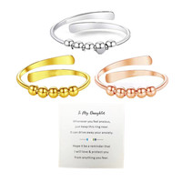 Nouveauté : Bague anti-stress rotative à 5 billes, double couche géométrique, pour femmes, bijoux ajustables, cadeau