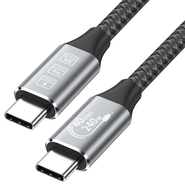 40Gbps 240W USB C to C Cable 8K 60Hz Full Function Type C Cord with E Marker Chip