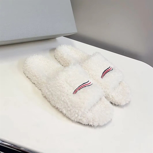 Sandali Invernali Caldi da <span class=keywords><strong>Donna</strong></span> <span class=keywords><strong>con</strong></span> Punta Aperta, <span class=keywords><strong>Ciabatte</strong></span> <span class=keywords><strong>con</strong></span> Plateau e Ricami, Pantofole Pelose per Donne - Product Image 4