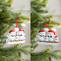 Aanpasbare 3D handgeschilderde hars kerstfiguur ornament 2027 sneeuwpop familie huis feestdagen decoratie hangende hanger