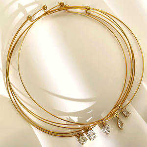 Collar para Mujer YF8258 <span class=keywords><strong>de</strong></span> Diseño Moderno con Circonita 4A en Forma <span class=keywords><strong>de</strong></span> Cuadrado, Óvalo y Corazón, Chapado en Oro <span class=keywords><strong>de</strong></span> 18K, Impermeable y <span class=keywords><strong>de</strong></span> Acero Inoxidable - Product Image 5