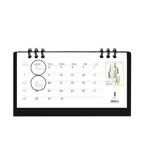 customisec desk calendar 2024 desktop spiral binding vertical desk calendar printing note-pad desk calendar