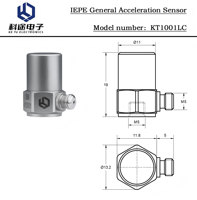 Accéléromètre de vibration IEPE, transducteur piézoélectrique ICP, capteur d'accélération uniaxial, surveillance des vibrations ±500g 1-10kHz