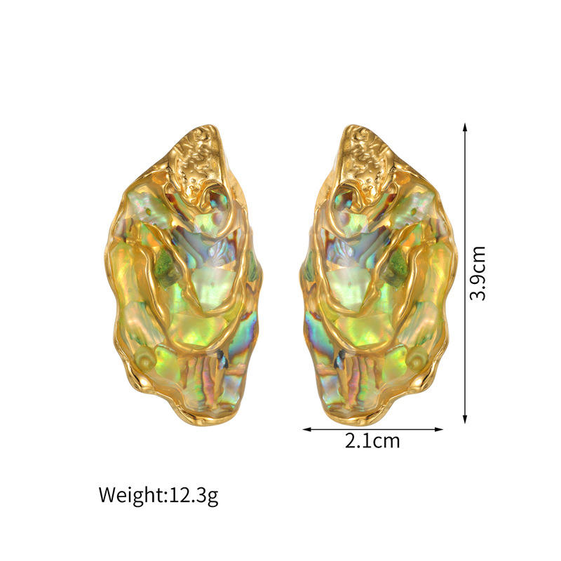 Pendientes irregulares con incrustaciones de concha de abulón - Oro