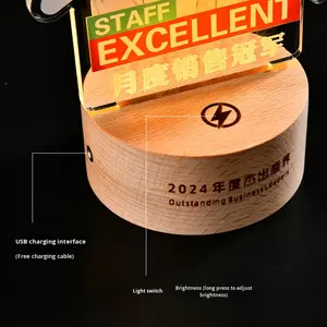 {Diy} Navigator Bunny Creative Luminous Eco-friendly Trofeo Grabado personalizado para empleados sobresalientes Retrato de luz nocturna - Product Image 4