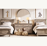 Lit simple en bois de chêne massif de style farmhouse vintage BH05, lit pour enfant, meubles robustes et écologiques pour la chambre à coucher