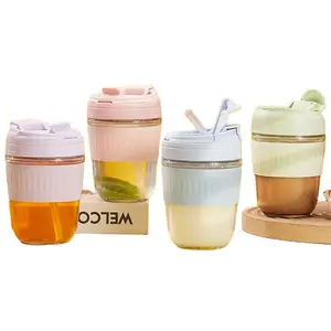 350ml Logo personnalisable Double Sippy Diverses couleurs Jus Lait Verre Sports Bouteilles D'eau en gros