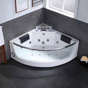Baignoire d'angle de luxe pour hôtel avec <span class=keywords><strong>jacuzzi</strong></span>, massage, <span class=keywords><strong>spa</strong></span>, lumières LED à bulles, baignoire triangulaire pour 2 personnes - Product Image 6