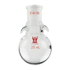 5-100 ml Einhalsausschnitt runde Unterseite Kochflasche mit Haken Borosilikatglas-Verbrühflasche mit Standard-Stäbchen Außengelenk