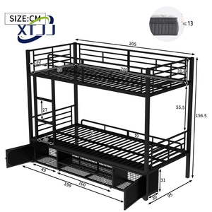 Lit superposé en métal avec 2 tiroirs et échelle, lit superposé double en métal Pilio de Royal Interiors, emballage en carton, lit de rangement <span class=keywords><strong>Snoo</strong></span> - Product Image 3