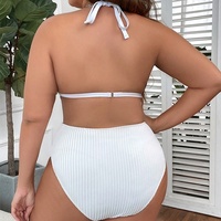 Bikini Viral Femme en Polyester Noir Blanc Bleu Taille Haute Halter Rembourré Grandes Tailles XL 4XL pour les Best-sellers des Réseaux Sociaux
