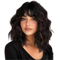 Perruque ondulée mi-longue pour femme, style européen et américain, bouclée et lisse, effet vague d'eau, couvrant toute la tête, fabriquée à la machine DY310