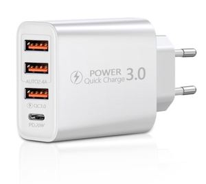 Wholesale 12W 4-Port <b>USB</b> A Type-<b>C</b> Wall Charger PD Quick Charge 3.0 Power for Mobile Phone US EU <b>Plug</b> <b>Adapter</b> - Product Image 3