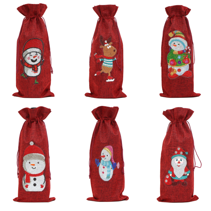 Christmas wine bag protect bottle DIY Santa snowman diamond painting Christmas decoration gift