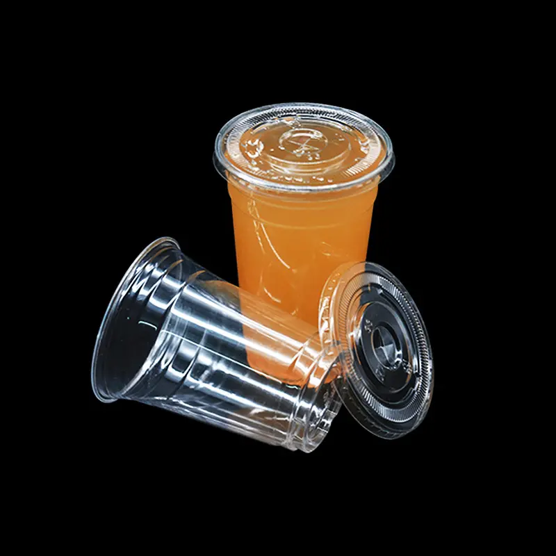 Custom Printed LOGO Drinking Juice Boba Tea Milk Cold Drink PET Transparent 16 Oz Bubble Tea Cup Plastic Cup