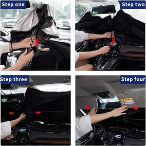 Có thể gập lại xe kính chắn gió Sun Shade Umbrella Fit Sedan SUV Pickup Truck hầu hết các loại xe cửa sổ xe Shades kính chắn gió phía trước dù để che nắng - Product Image 5