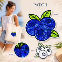 Patchs thermocollants à sequins en forme de fruits, appliques brillantes (raisin, ananas, piment, pastèque) pour la personnalisation de chapeaux, vêtements, sacs et coques de téléphone