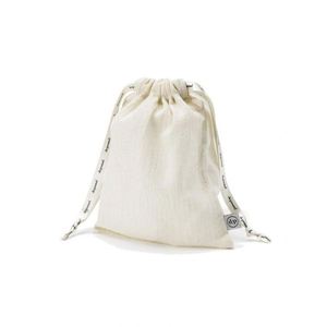 Bolsa de Almacenamiento de Regalos Ecológica de Fabricación OEM, Bolsa Protectora de Algodón de Color Natural con Cinta Impresa - Product Image 2