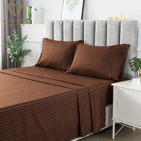 Drap de lit en microfibre brossé, ensemble de literie teint solide à rayures, avec comptage de 1800 fils, 15 pièces