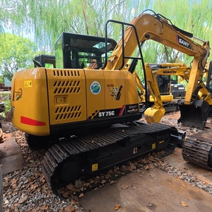 Mini-pelleuse 7,5 tonnes d'occasion, faible nombre d'heures de fonctionnement, fabrication chinoise, Sany SY75 60c, sur chenilles, moteur ISUZU, boîte de vitesses PLC, pompe, prix compétitif - Product Image 1