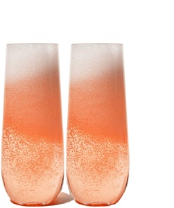 Copas de champán PET de plástico irrompible con borde dorado de 9OZ | Copas de champán sin tallo reutilizables irrompibles 100% - Product Image 6