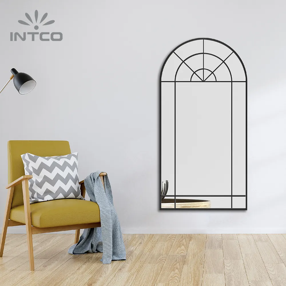 INTCO-Espejo de pared de lujo con marco de Metal para maquillaje, espejo decorativo de hierro y cristal para ventana, tamaño grande, nuevo